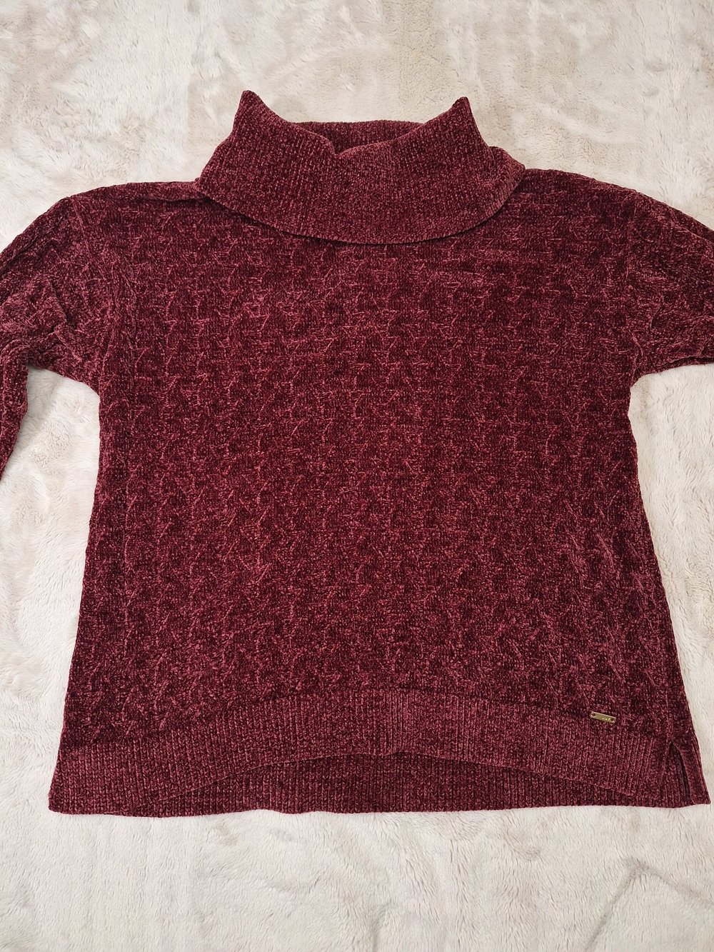 Jones New York Signature Chenille Cowl Neck Sweater Burgundy Maroon Womens XL